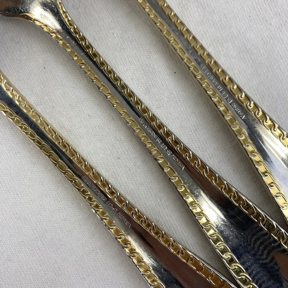 3 Retroneu GOLD ACCENT Chain 7” 18/8 Korea Stainless Dessert Fork Good Quality - Picture 8 of 10